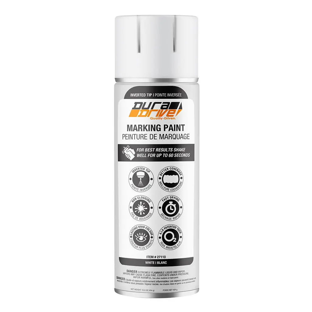 Duradrive 16 Oz. White Inverted Marking Spray Paint 1