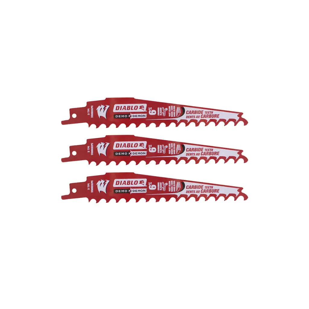 Diablo Ds0603cp3 Demo Demon 6 In. 3-Tpi Carbide Pruning And Clean Wood Reciprocating Saw Blade 1