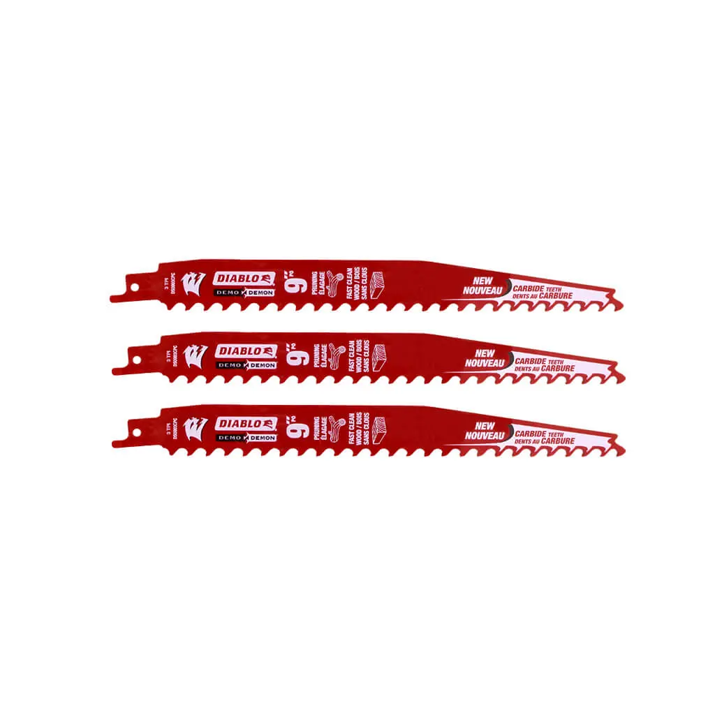 Freud Diablo Ds0903cp3 Demo Demon 9 In. 3-Tpi Carbide-Tipped Pruning And Clean Wood Cutting Reciprocating Saw Blade 1