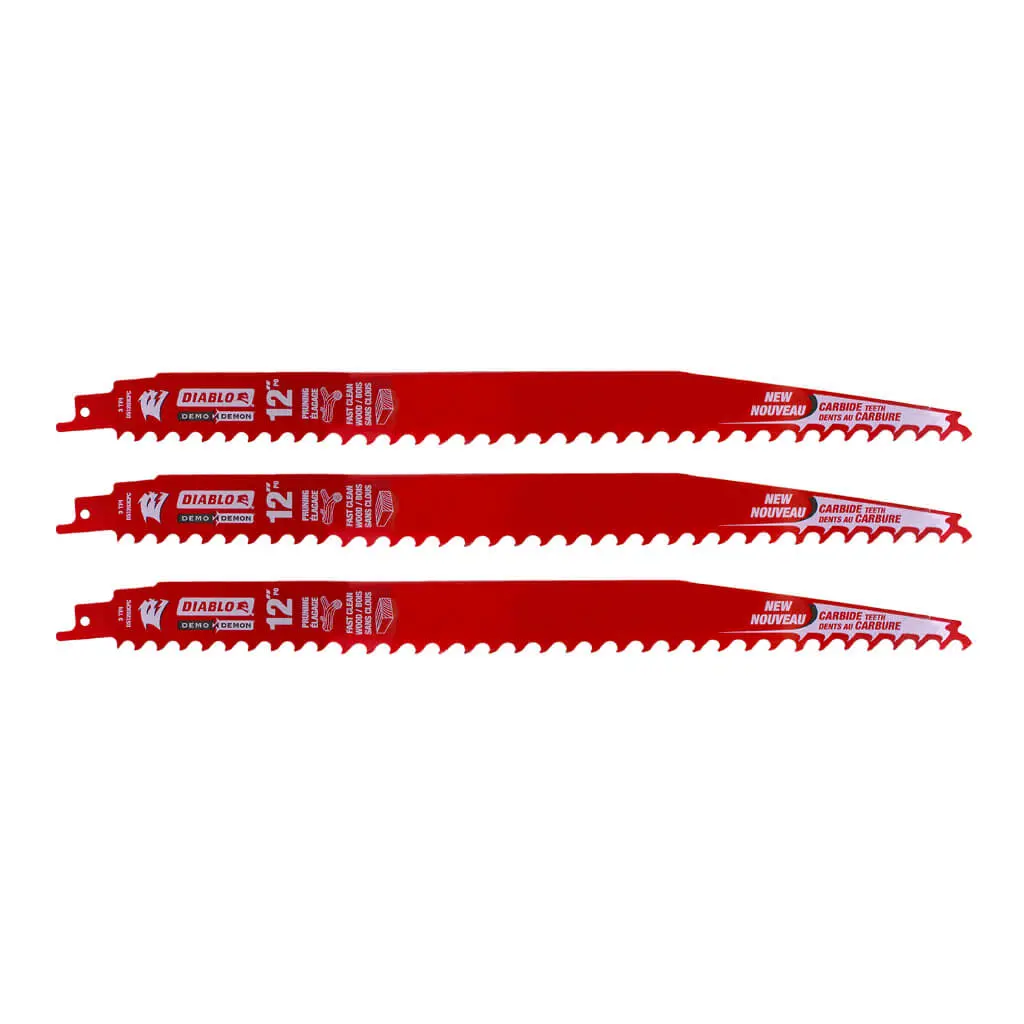 Freud Diablo Ds1203cp3 Demo Demon 12 In. 3-Tpi Carbide-Tipped Pruning And Clean Wood Cutting Reciprocating Saw Blade (3-Pack) 1