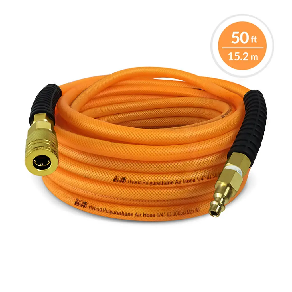 Duradrive 1/4 In. X 50 Ft. Orange Hybrid Polyurethane Air Hose With Swivel Fitting 1