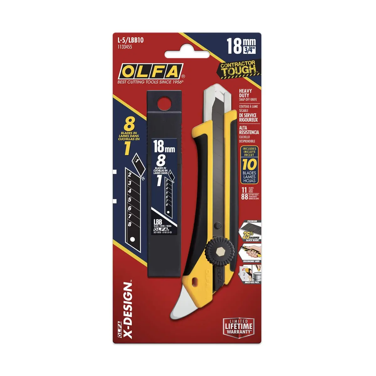 Olfa Ratchet Lock Utility Knife 18Mm W/Multi-Pick & 10 Pack Blades 1