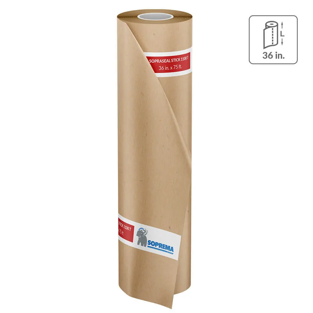 Soprema 14046 36 In. X 75 Ft. Sopraseal Stick 1100Tc Summer Grade Self-Adhesive  Air And Vapor Barrier Flashing Membrane 1