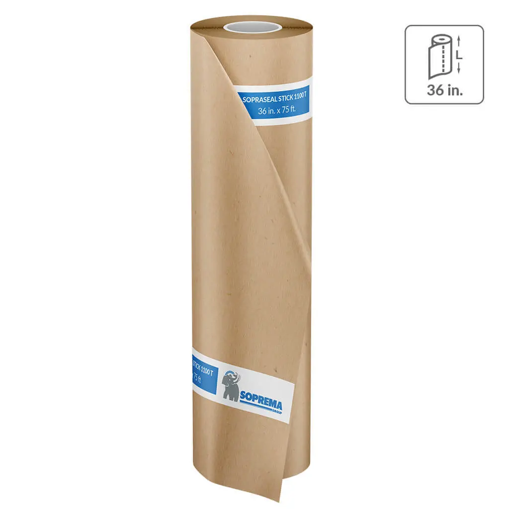 Soprema 14033 36 In. X 75 Ft. Sopraseal Stick 1100Tc Winter Grade Self-Adhesive  Air And Vapor Barrier Flashing Membrane 1
