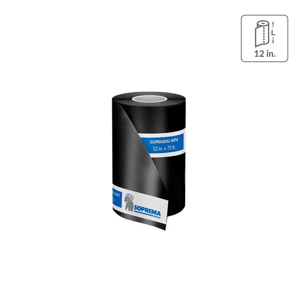 Soprema 1525503 12 In. X 75 Ft. Sopraseal Wfm Self-Adhesive Twf Through-Wall Flashing Air And Vapor Barrier Flashing Membrane 1