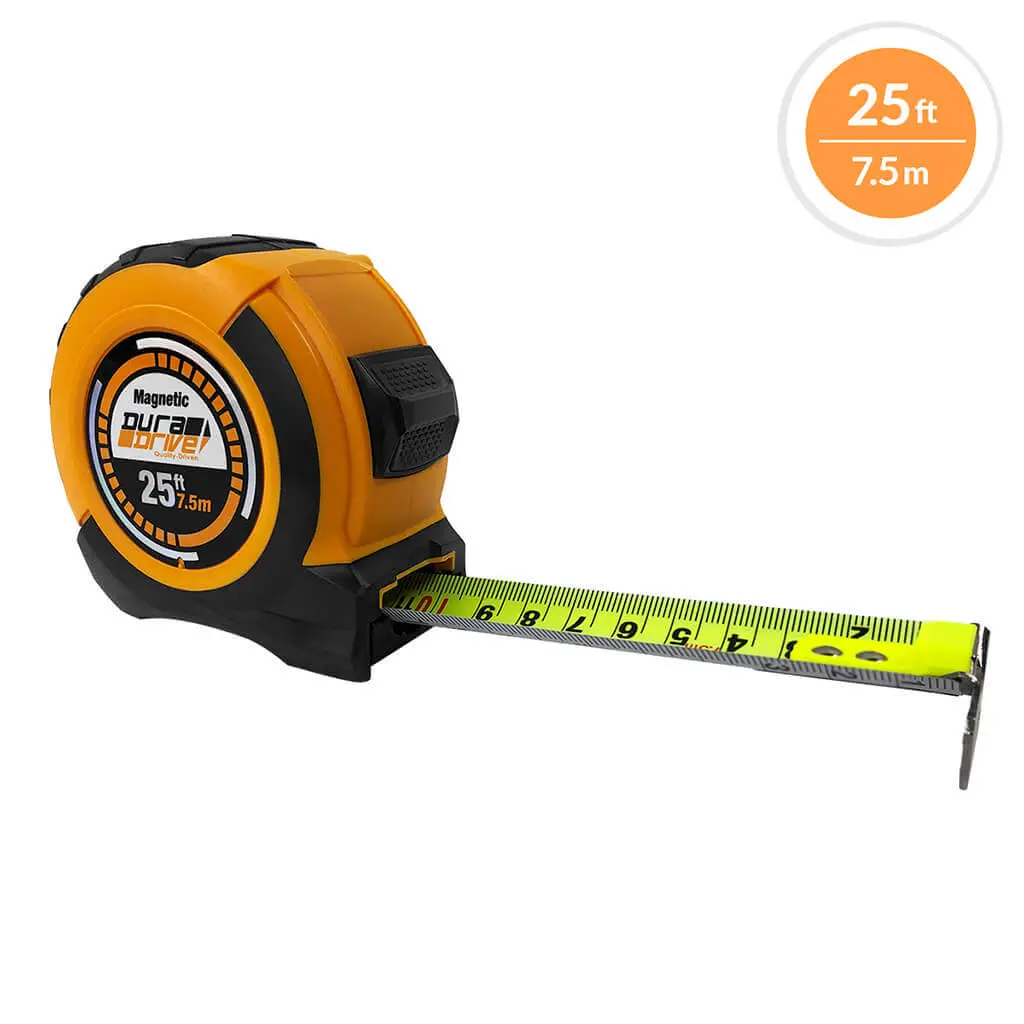 Duradrive 7.5 M / 25 Magnetic Ft. Hi-Vis Ez-Read Double Sided Dual Hook Tape Measure 1