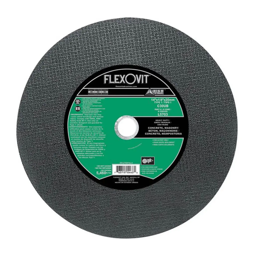 Flexovit L5703 14 In. X 1/8 In. X 20Mm Type 1 Concrete Cutting Cut-Off Blade 1