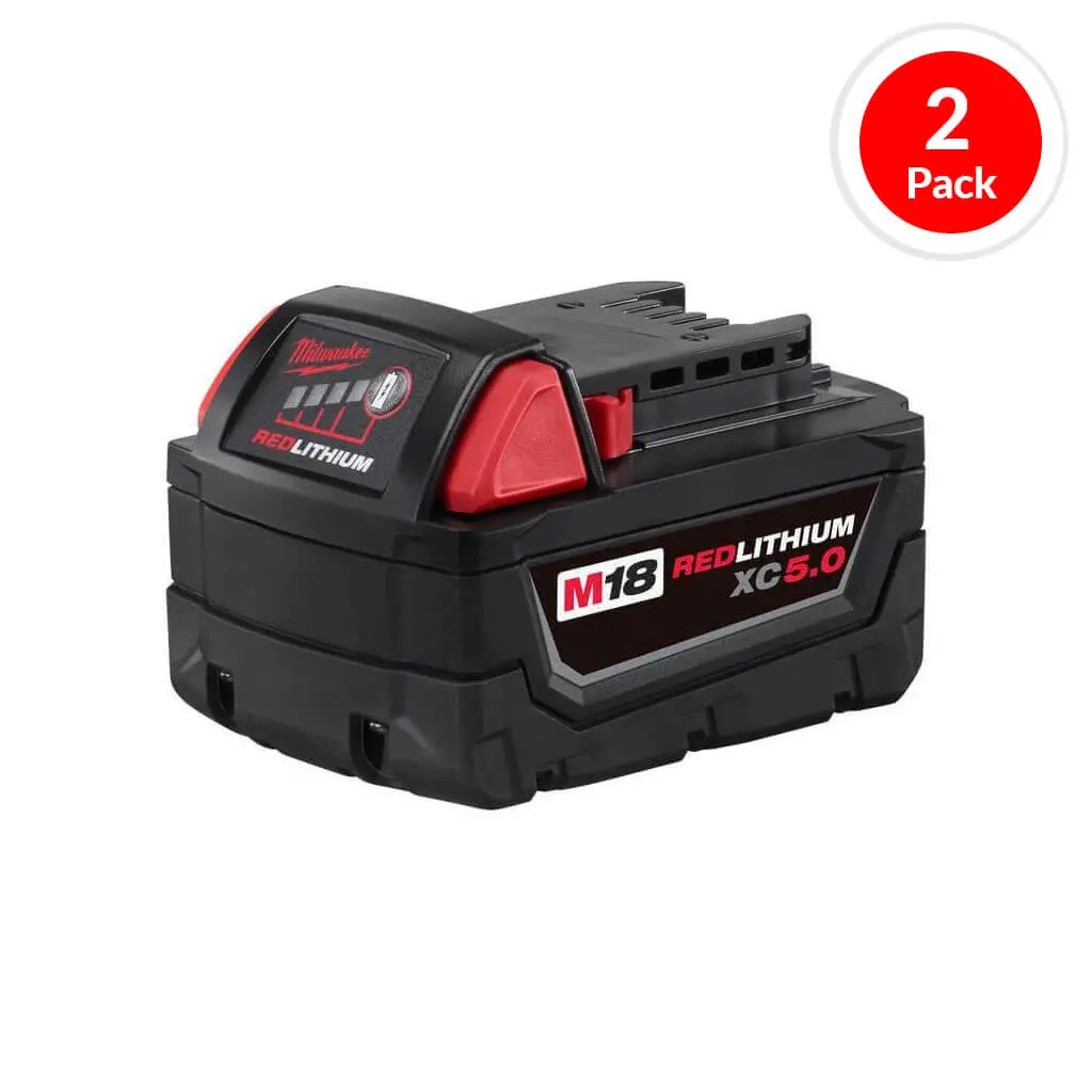Milwaukee 48-11-1852 18-Volt 5.0 Ah Xc M18 Redlithium Extended Capacity Lithium-Ion Battery (2-Pack) 1