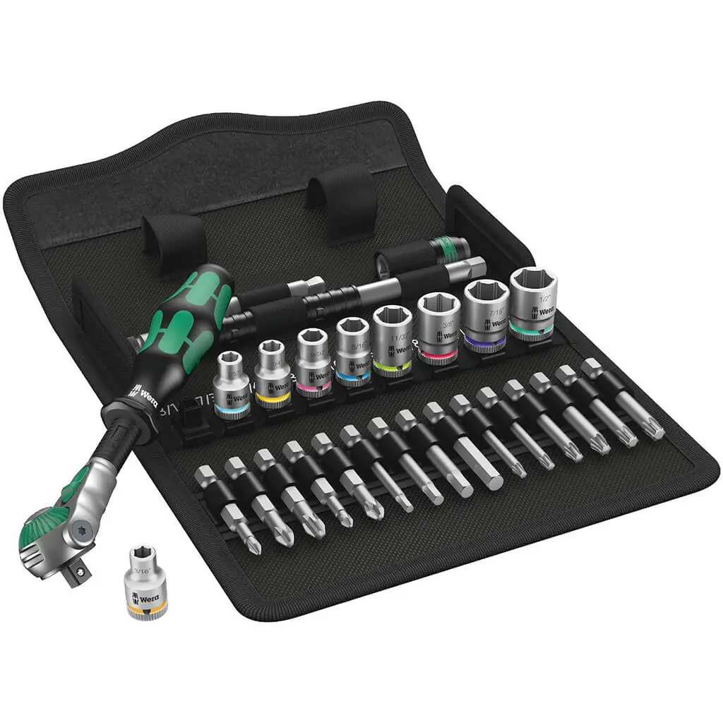 Wera 05004019001 8100 Sa 9 Zyklop 1/4 In. Drive Imperial Speed Ratchet Set (28-Piece) 1
