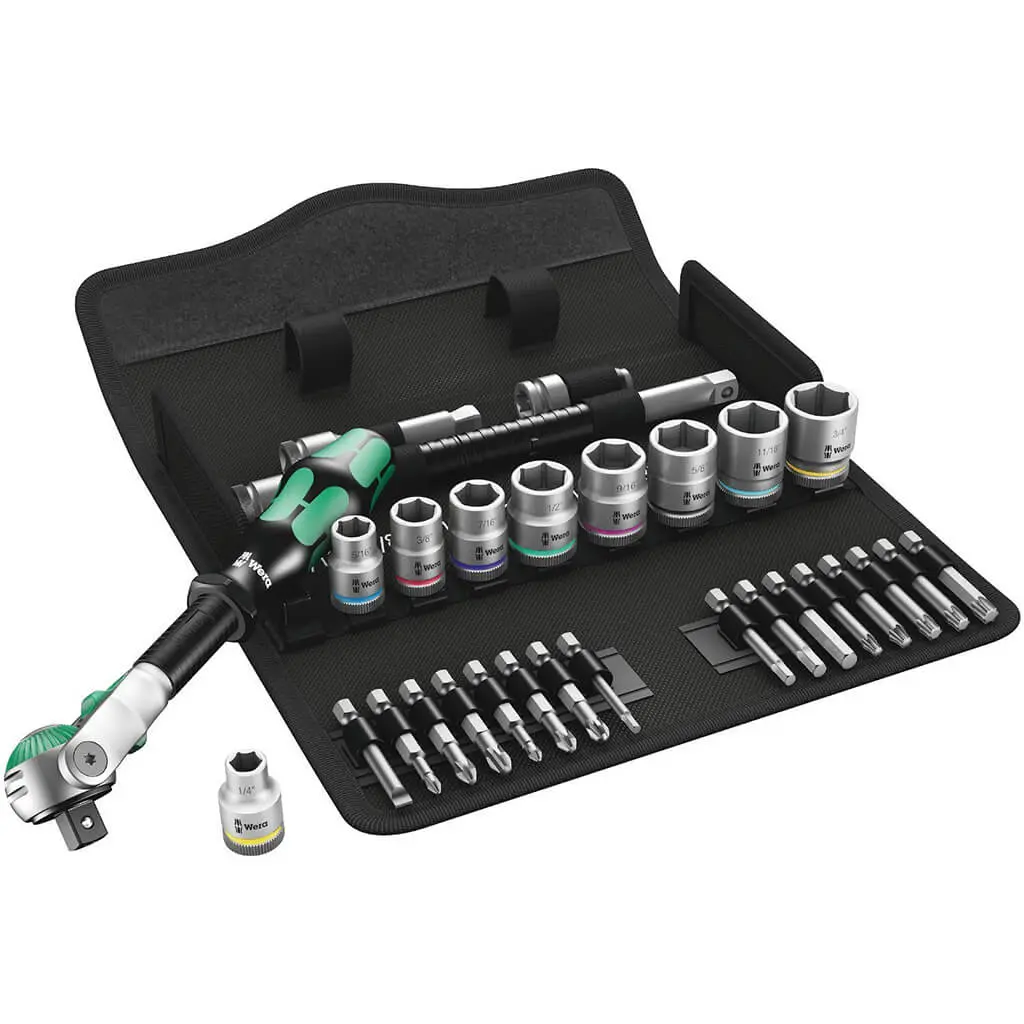 Wera 05004049001 8100 Sb 9 Zyklop 3/8 In. Drive Imperial Speed Ratchet Set (29-Piece) 1