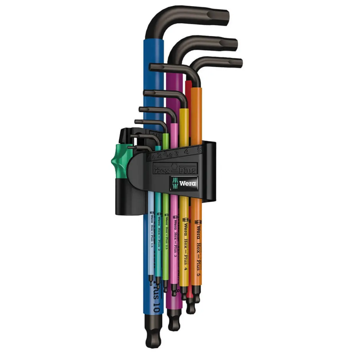 Wera 05073593001 9-Piece 950/9 Spkl Sb Blacklaser Multicolour Metric Hex-Plus L-Key Set 1