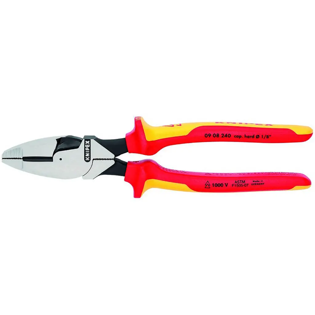 Knipex 09 08 240 Sba 9-1/2 In. Ultra High-Leverage New England Head Style Insulated Linemans Plier 1