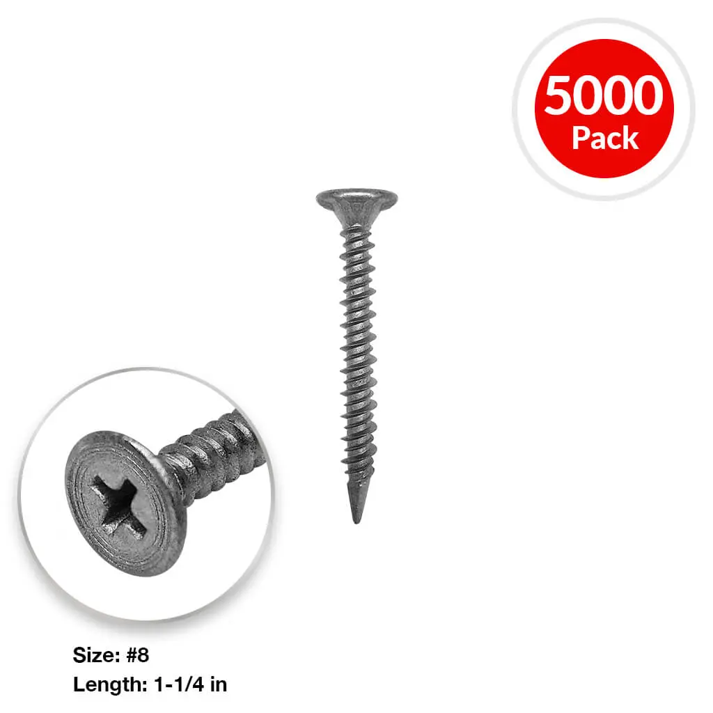 Duradrive #8 X 1-1/4 In. Coarse Thread Spoon Point Cement Board Screws (5000 Per Box) 1