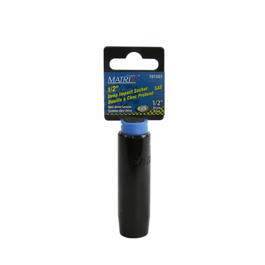 Matrix 701503 1/2 In. Drive X 1/2 In. Deep Cr-V Sae Impact Socket 1