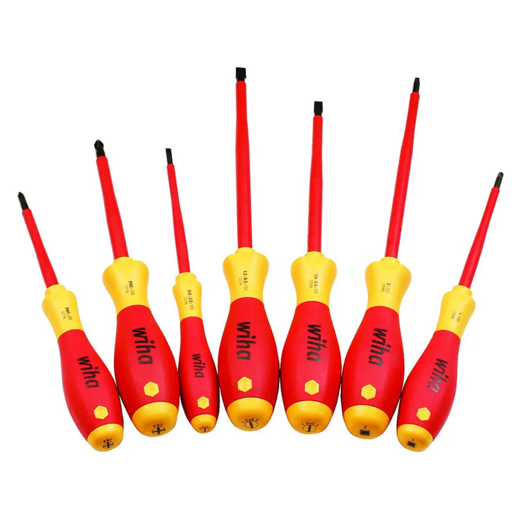 Wiha 32097 Insulated Slotted/Phillips/Square Drive Screwdrivers Set (7-Piece) 1