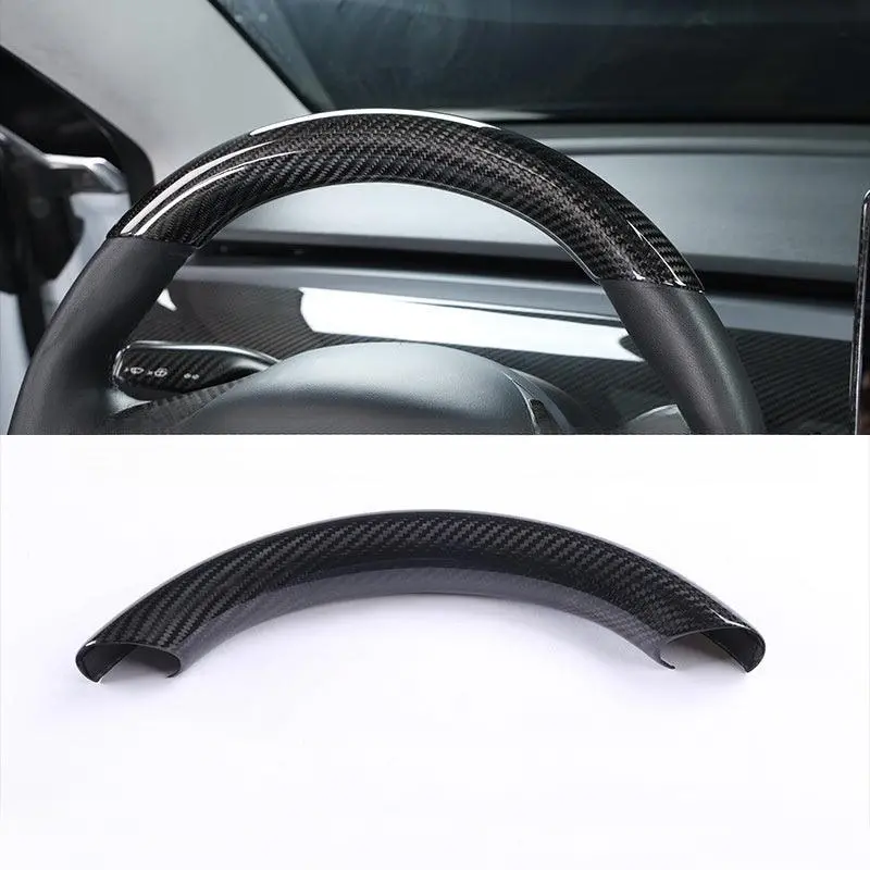[Real Carbon Fiber] Steering Wheel Upper/Lower Cover For Tesla Model 3/Y Accessories (2017-2023) 1