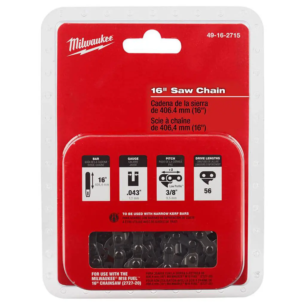 Milwaukee 49-16-2715 16 In. Chainsaw Chain For 2727-20 Chainsaw 1
