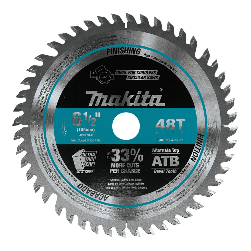 Makita A-99932 6-1/2 In. X 48 Tooth Carbide Tipped Cordless Plunge Saw Blade 1