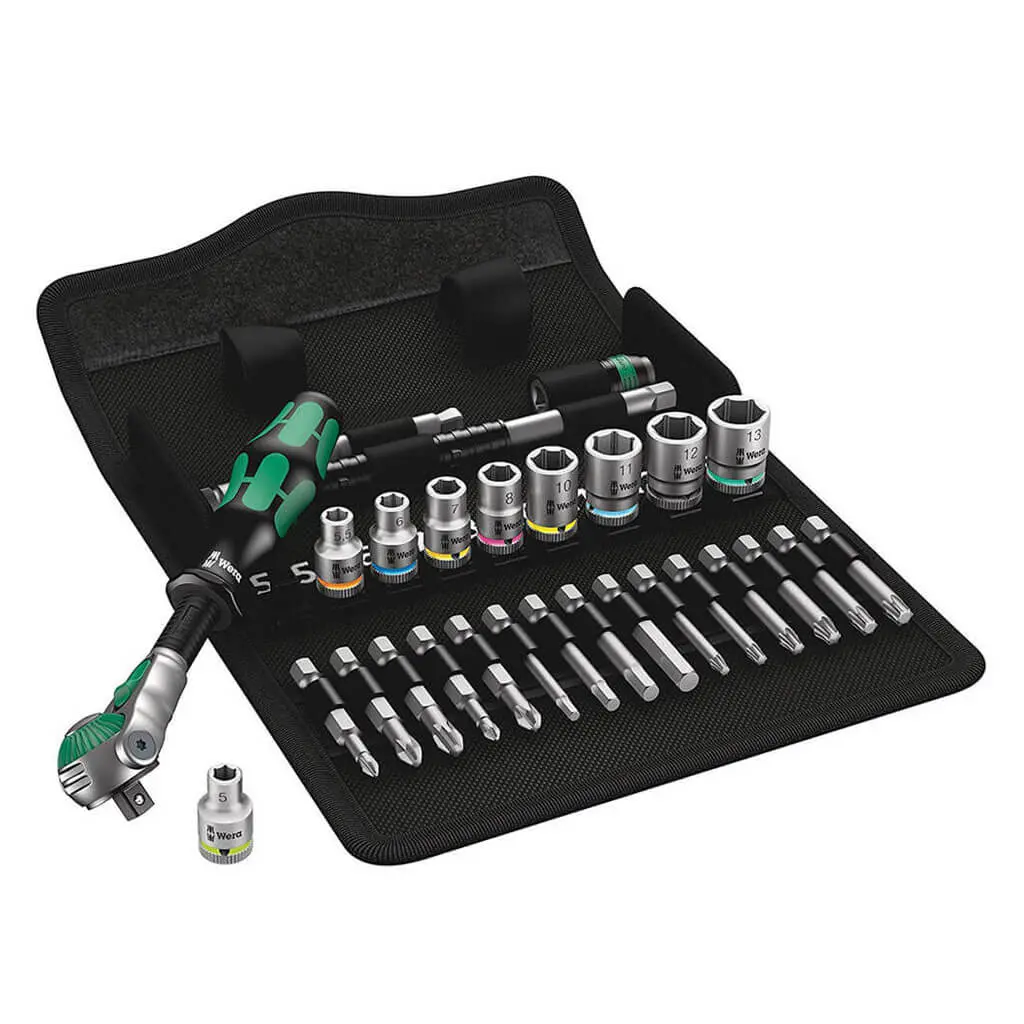 Wera 05004016001 8100 Sa 6 Zyklop 1/4 In. Drive Metric Speed Ratchet Set (28-Piece) 1