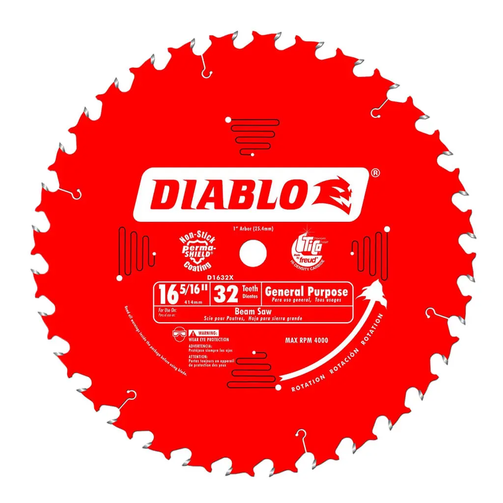 Freud Diablo D1632x 16-5/16 In. 32-Tooth High Density Carbide General Purpose Wood Cutting Saw Blade 1