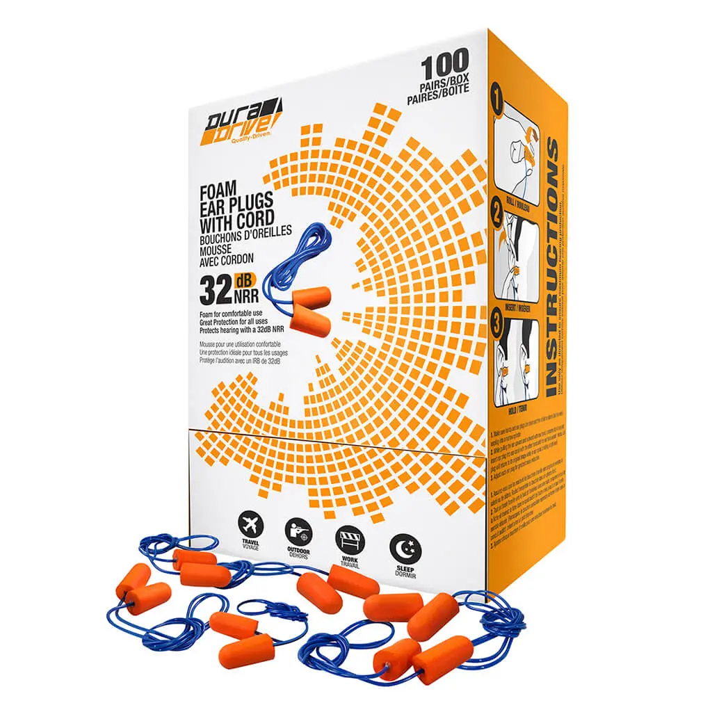 Duradrive Orange Disposable Corded Foam Earplug With 32 Db Nrr (100-Pair) 1