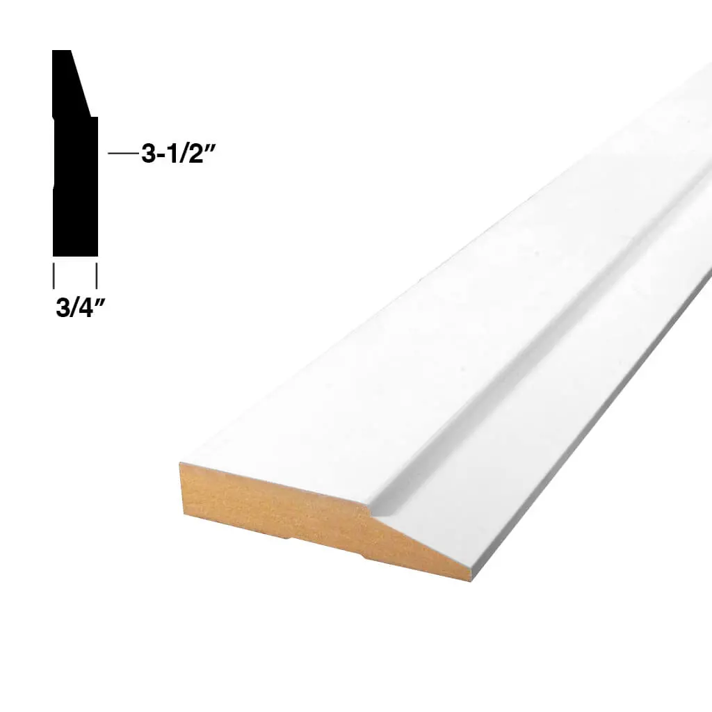 T158e 3/4 In. X 3-1/2 In. Primed Mdf Step Bevel Casing Moulding 1