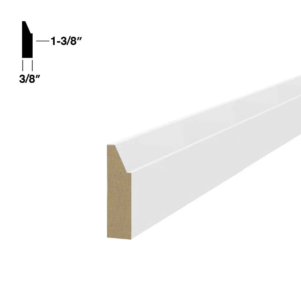 T394e 3/8 In. X 1-3/8 In. Primed Mdf Step Bevel Shoe Moulding 1