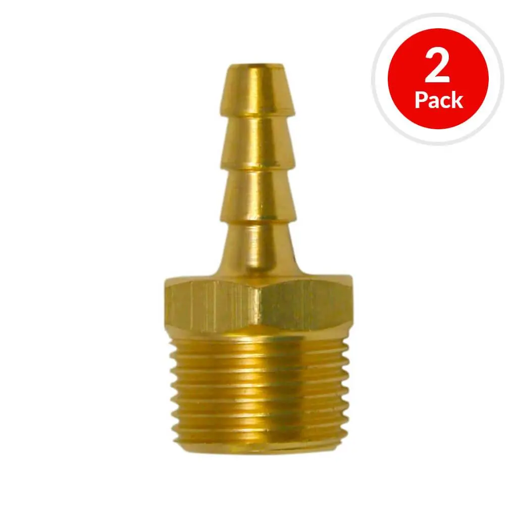 Duradrive P2012 1/4 In. X 3/8 In. Male Brass Barbed Connector Coupler Air Hose Fitting (2-Pack) 1