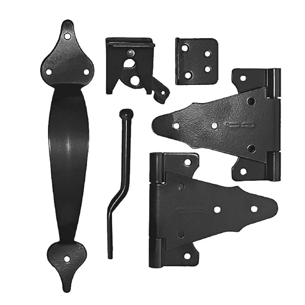 Nuvo Iron Wgckh Black Metal Wooden Fence And Gate Handle Latch And Hinge Combo Kit 1