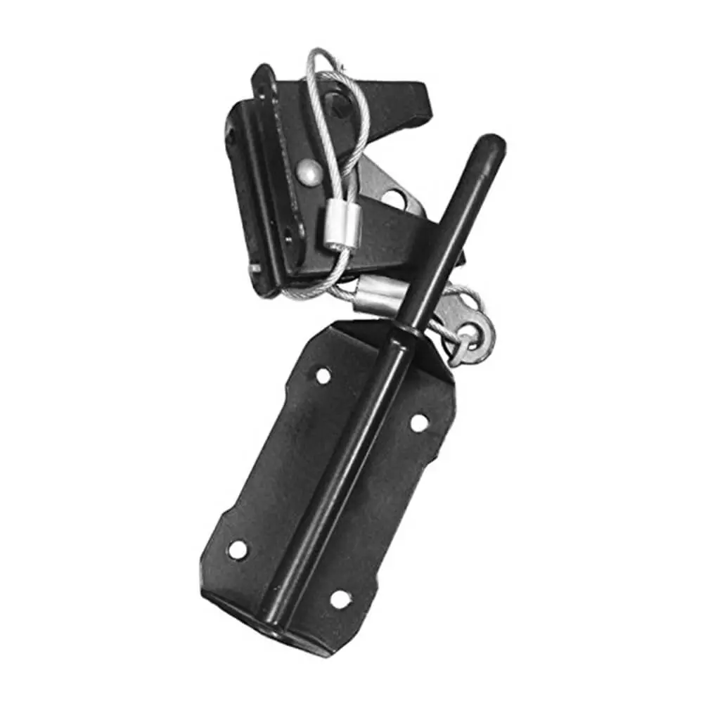 Nuvo Iron Glwhd Heavy-Duty Black Metal Wooden Gate Latch With Cable And Ring 1