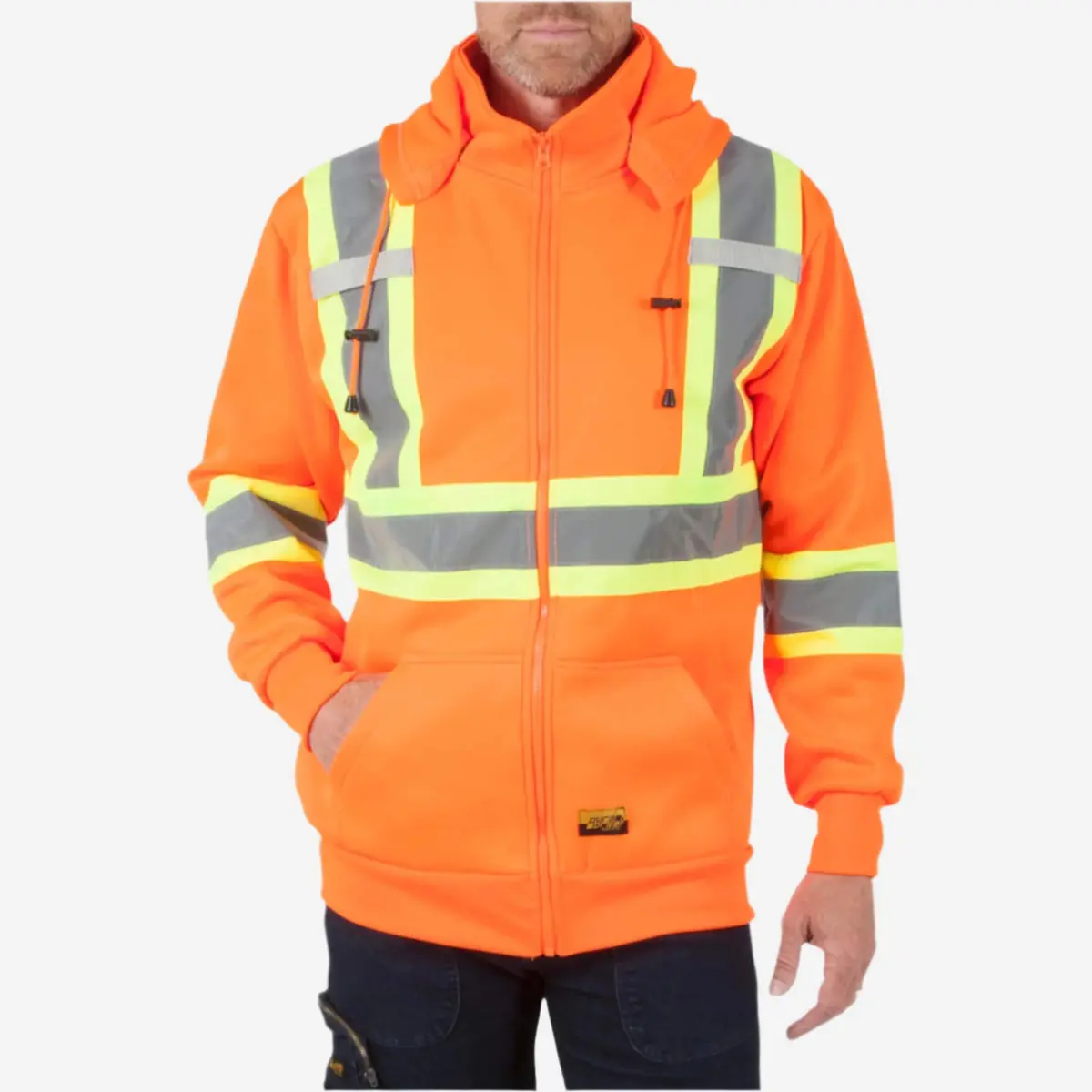 Duradrive Orange Hi-Vis Class 1 L2 Hoodie Detachable Hood 1