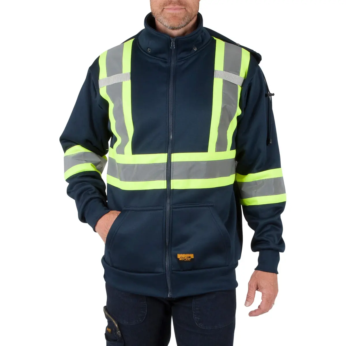 Duradrive Navy Hi-Vis Class 1 L2 Hoodie Detachable Hood 1