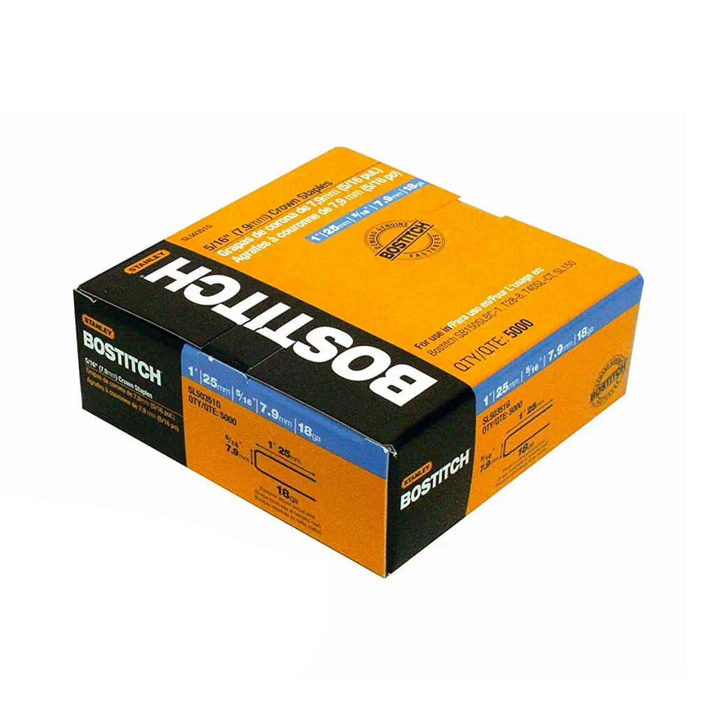 Bostitch Sl50351g 1 In. X 5/16 In. 18-Gauge Crown Staples (5,000-Pack) 1