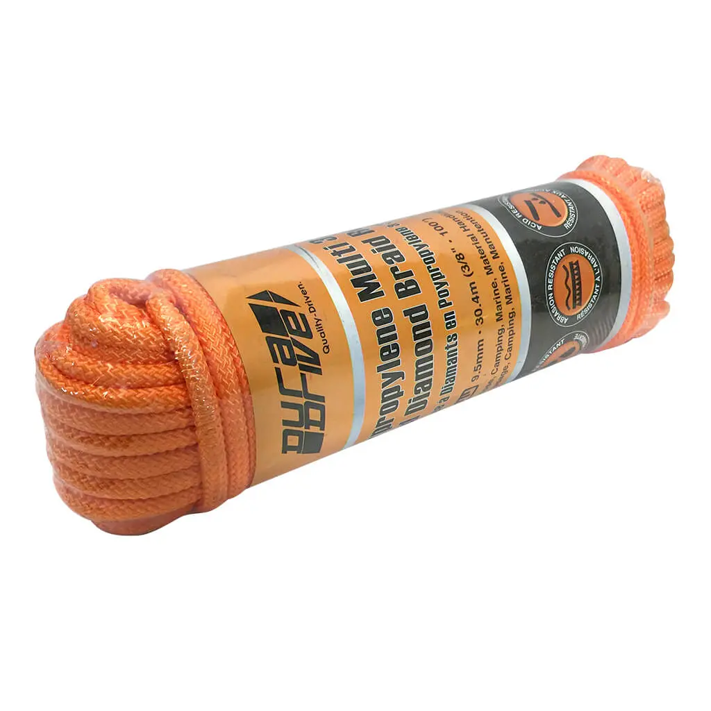Duradrive 3/8 In. X 100 Ft. Polypropylene Diamond Braided Bright Orange Rope 1