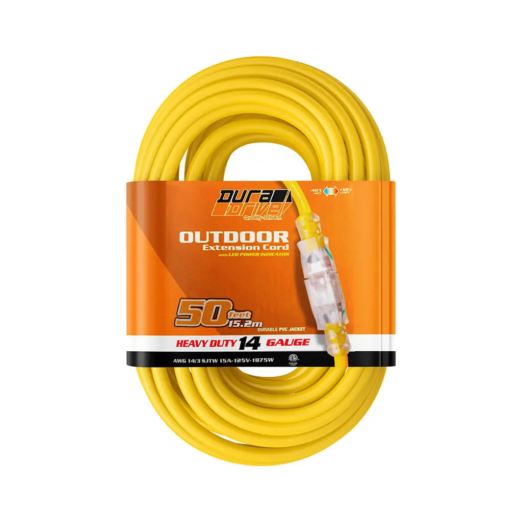 Duradrive 13 A 125 V 1625 W 50 Ft 3 Conductors Lighted Single Tap Power Extension Cord 1