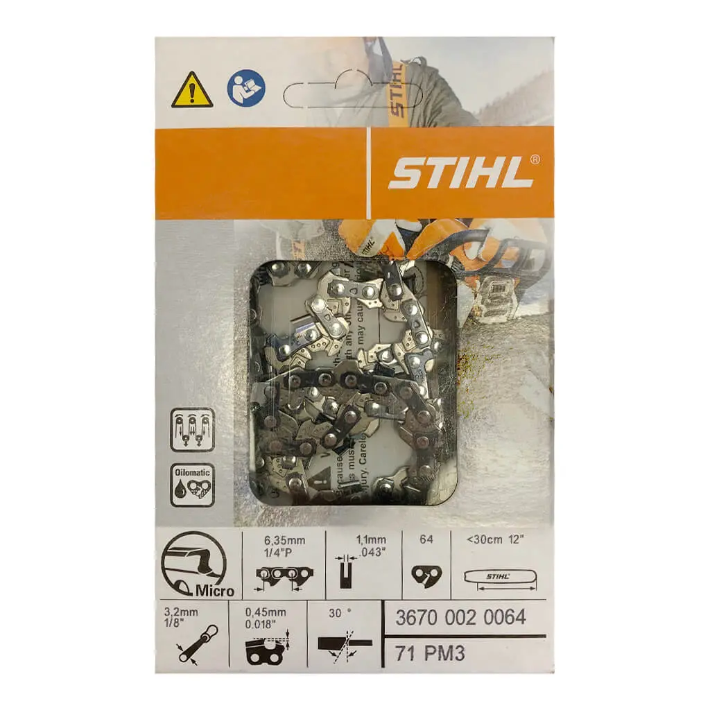 Stihl 3670 002 0064/71Pm3 0.25 In. X 0.043-Gauge 64 Drive Links Micro Oilomatic Chain 1