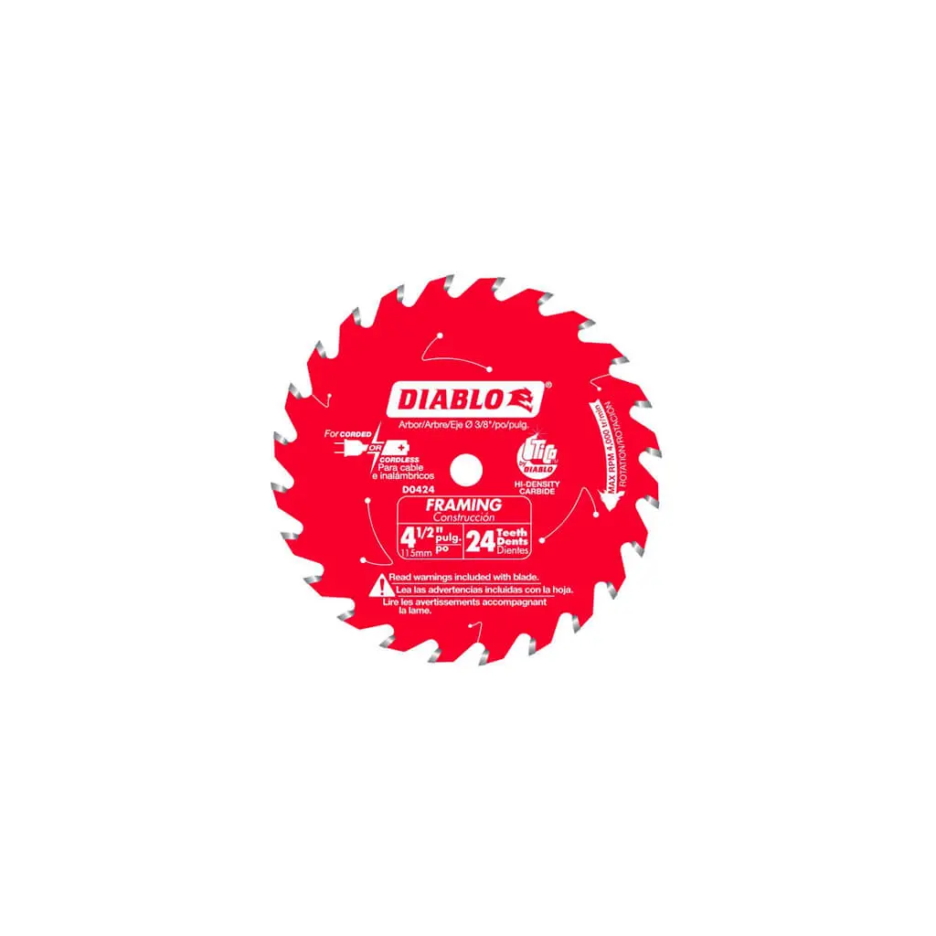 Diablo D0424x 4-1/2 In. 24-Tooth Woos Cutting Framing Trim Saw Blade 1