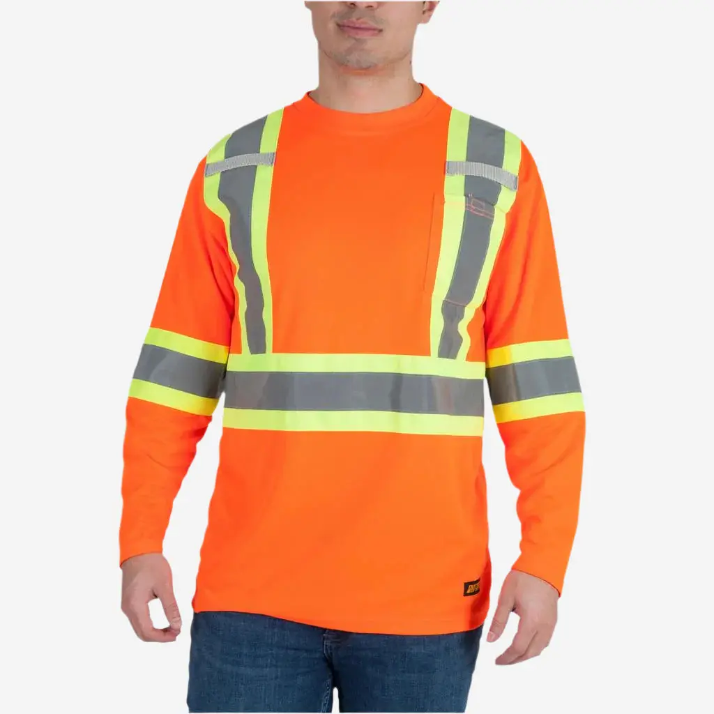 Duradrive Men's Orange Hi-Vis Long Sleeve Cooling Safety T-Shirt 1