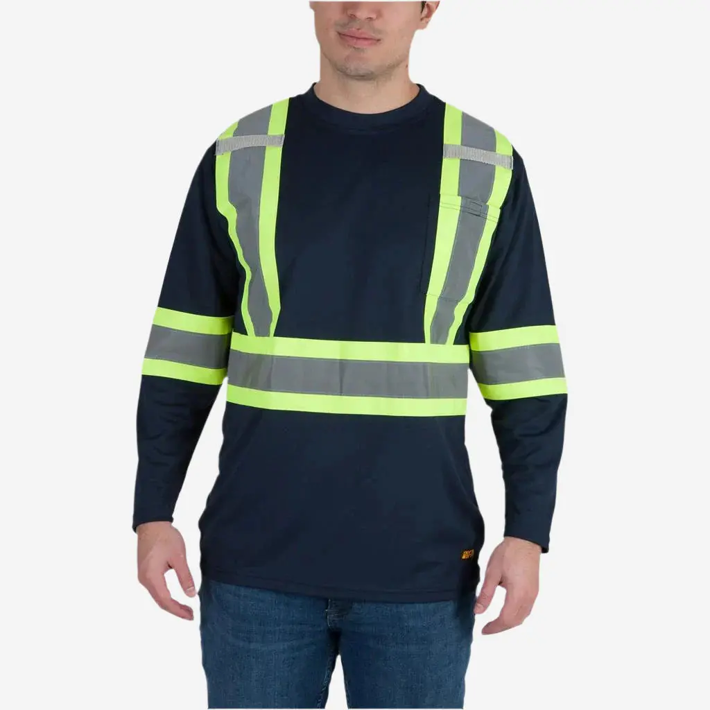 Duradrive Men's Navy Hi-Vis Long Sleeve Cooling Safety T-Shirt 1