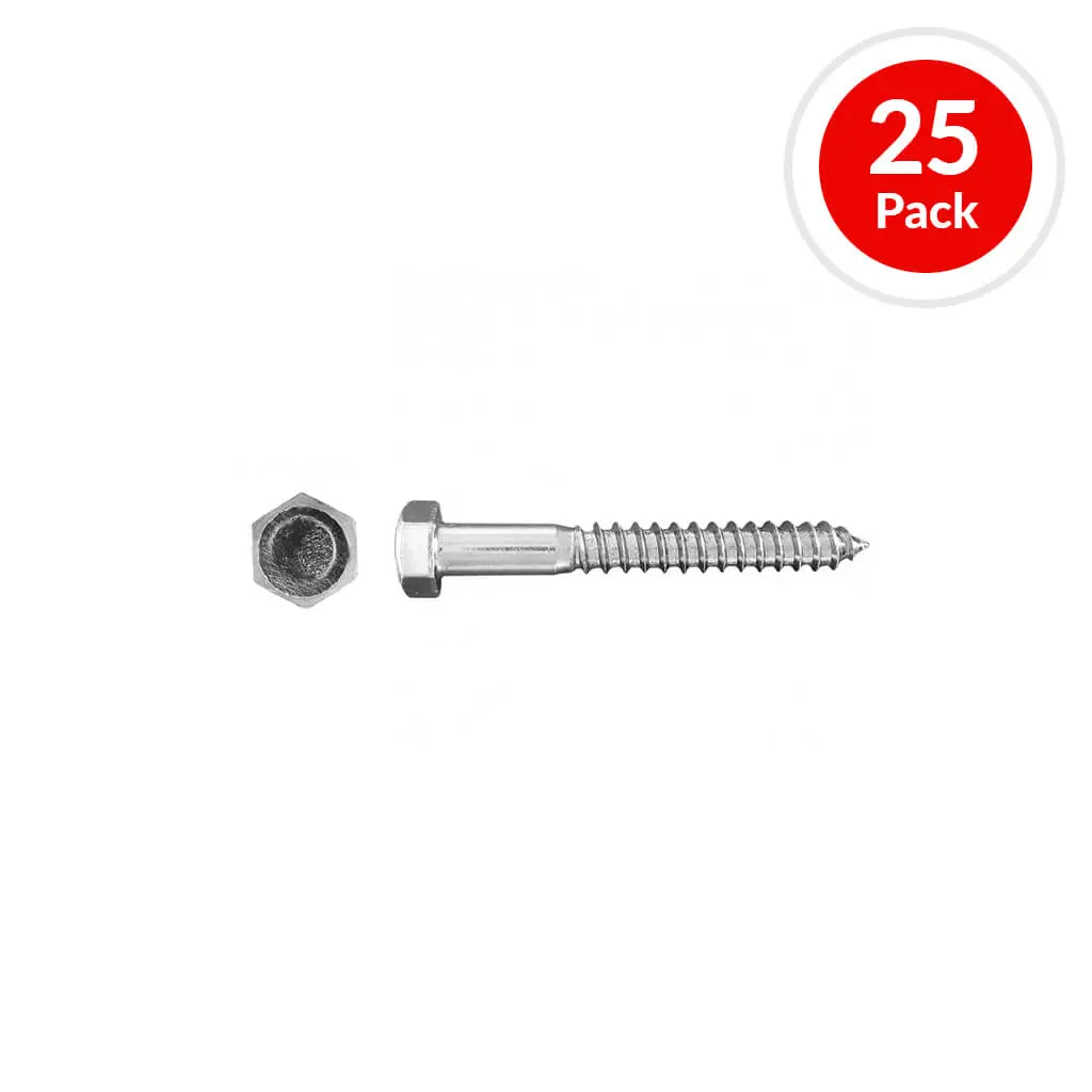 H Paulin 1/2 In. X 6 In. Zinc Coated Hex Head Lag Bolts (25-Box) 1