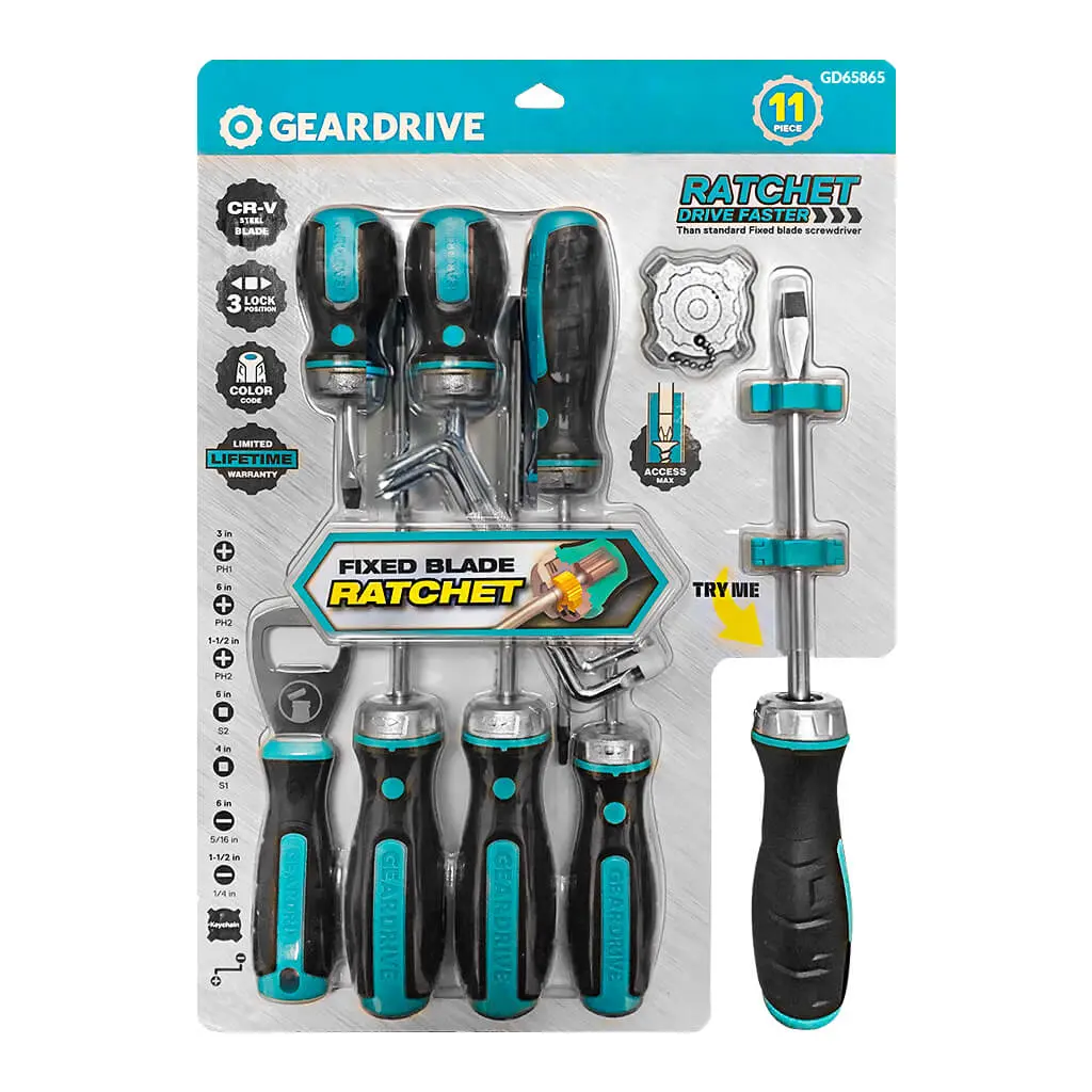 Duratech Geardrive 11Pc Ratchet Screwdriver Set 1