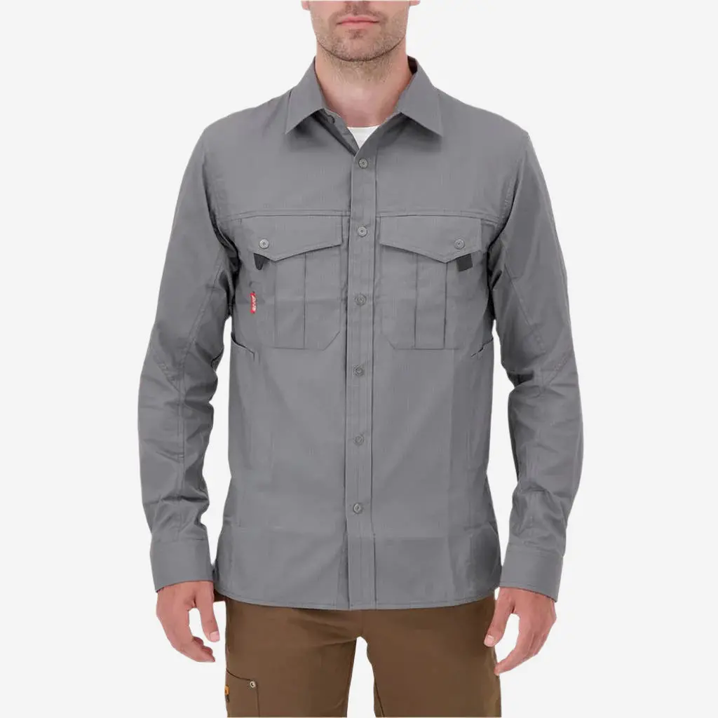 Duradrive Men's Hero Red Label Grey Ripstop Long Sleeve Work Shirt 1