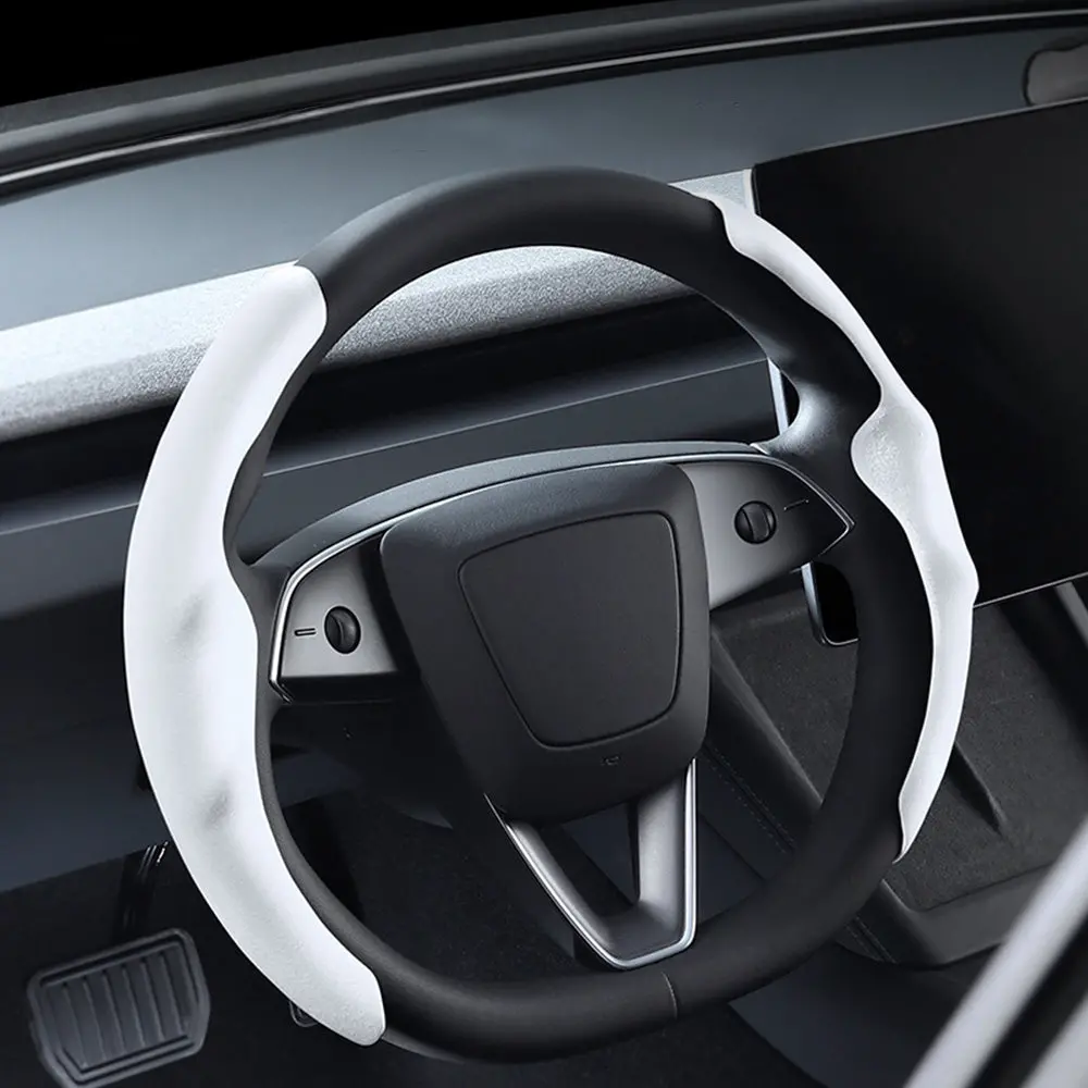 Anti-Slip Suede Steering Wheel Cover For Tesla Model 3 Highland 2024+ 1