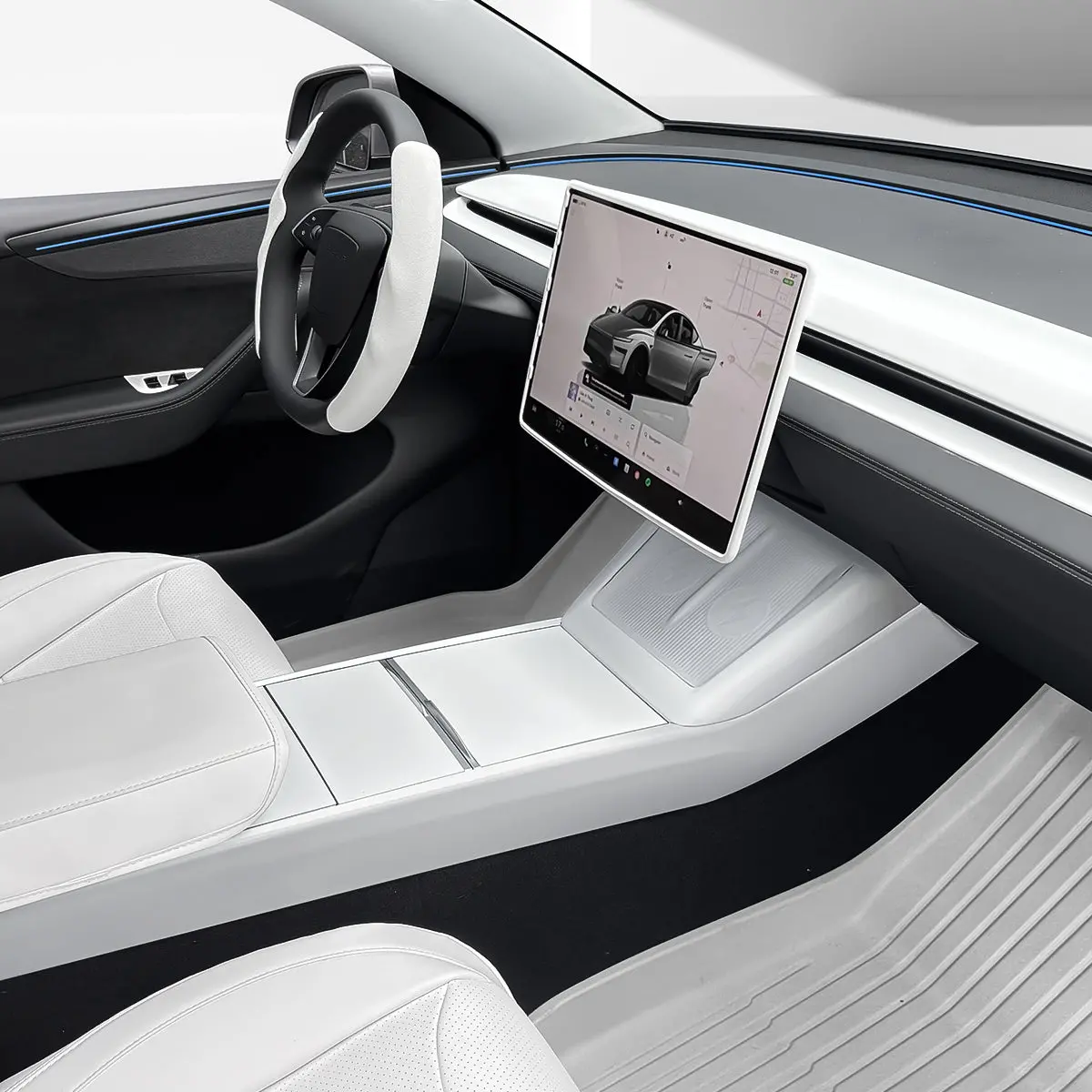 Matte White Interior Upgrade Kit For Tesla Model Y Juniper 2025+ 13