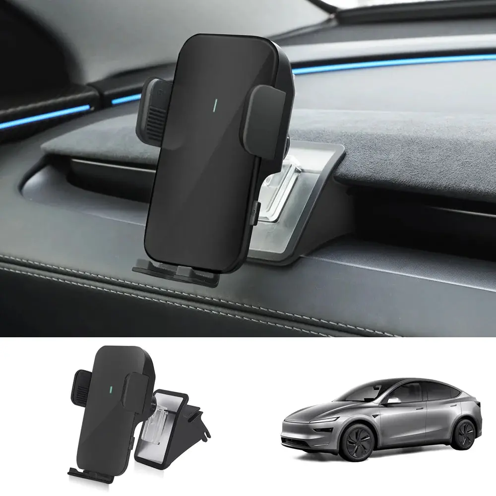 Dashboard Phone Holder With Solar Auto Clamp For Tesla Model Y Juniper 2025+ 3