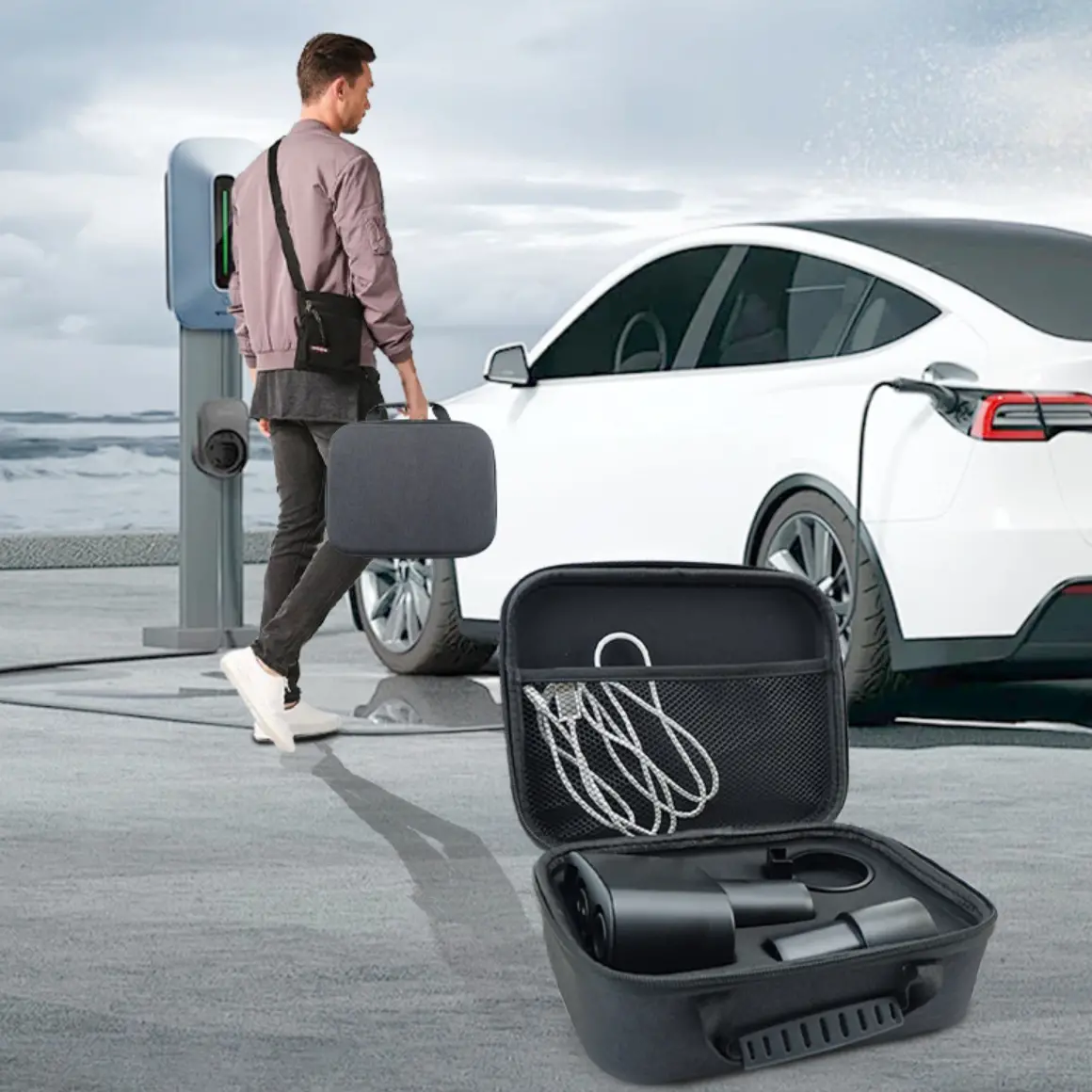 Fire Retardant Eva Conversion Adapter Storage Box For Tesla 1