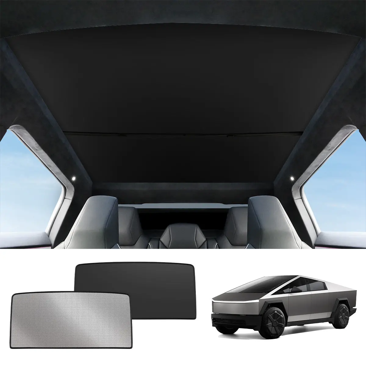 Split Nano Ice Crystal Glass Roof Sunshade For Cybertruck (2 Pcs) 1