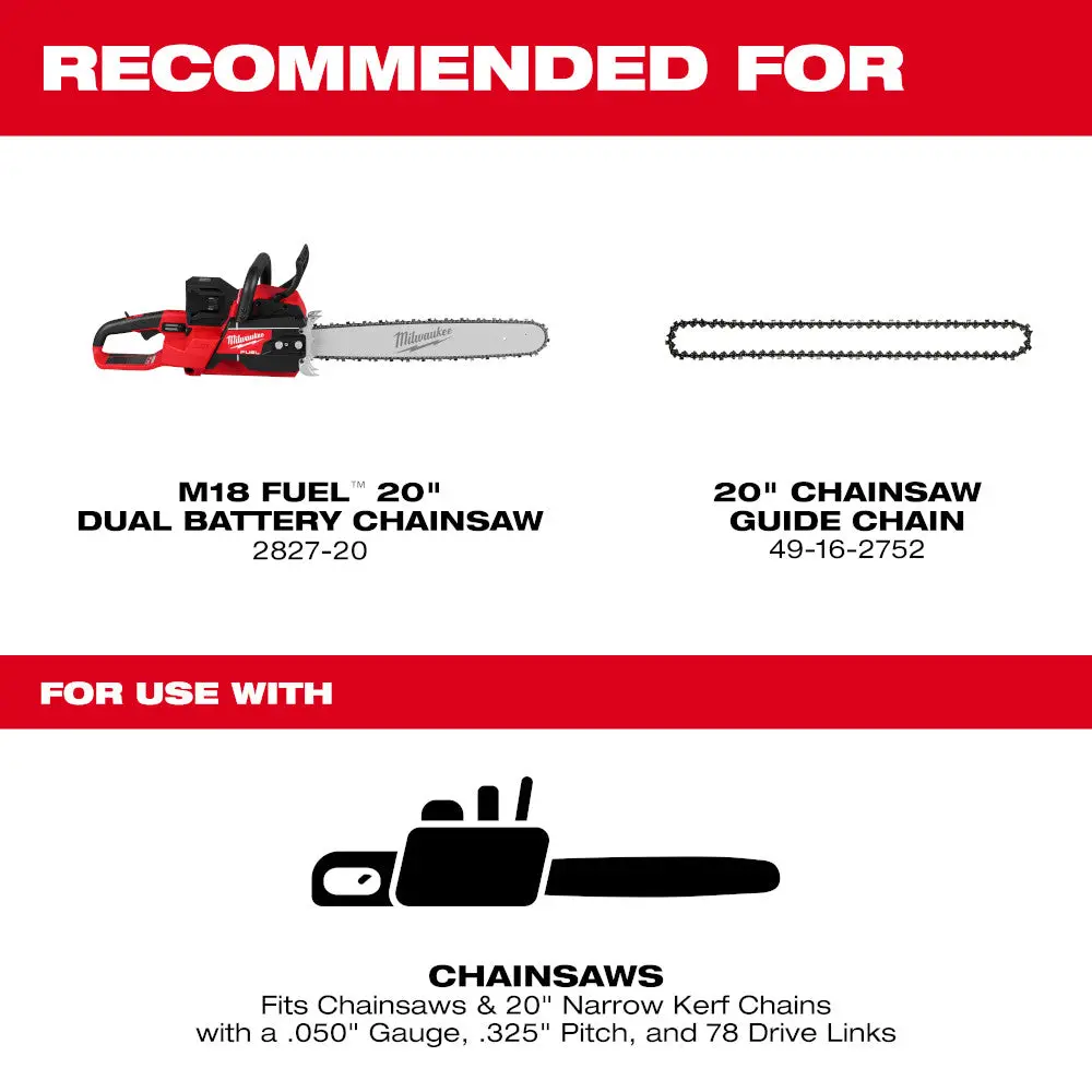 Milwaukee 49-16-2755 20 Inches .325 Inches Pitch, .050 Inches Gauge Guide Bar 2