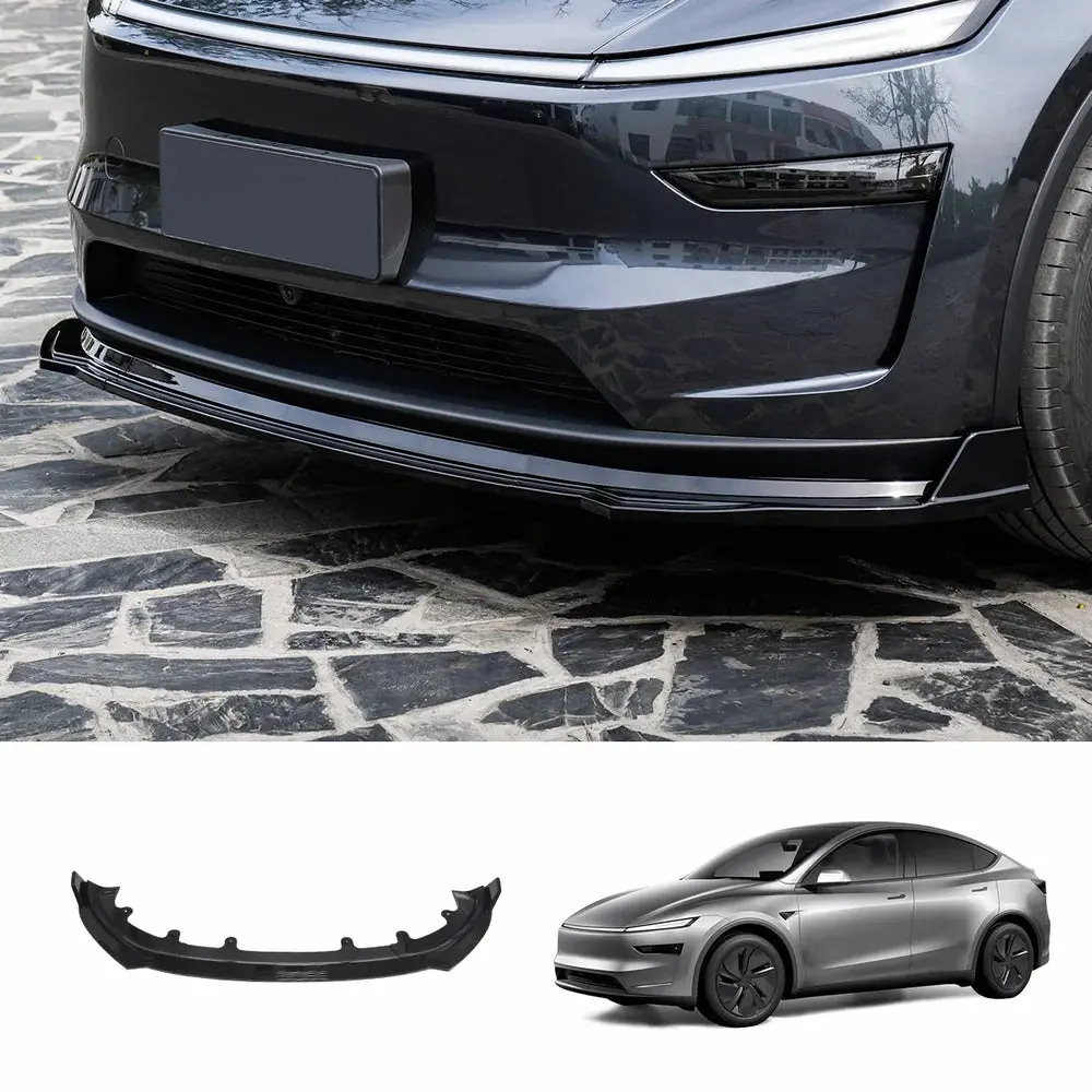 Abs 3-Piece No-Drill Front Bumper Lip Spoiler For Tesla Model Y Juniper 2025+ 1