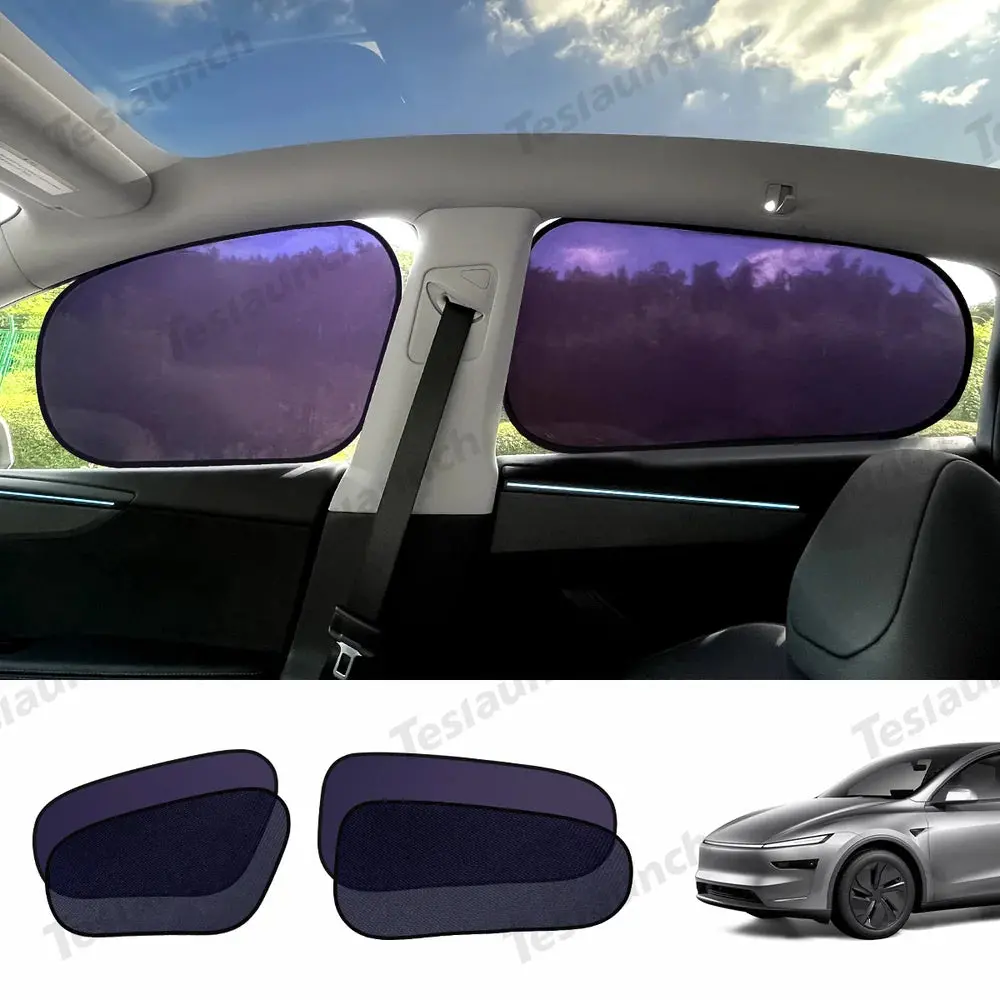 Static Cling Mesh Insulated Side Window Sunshade For Tesla Model Y 3